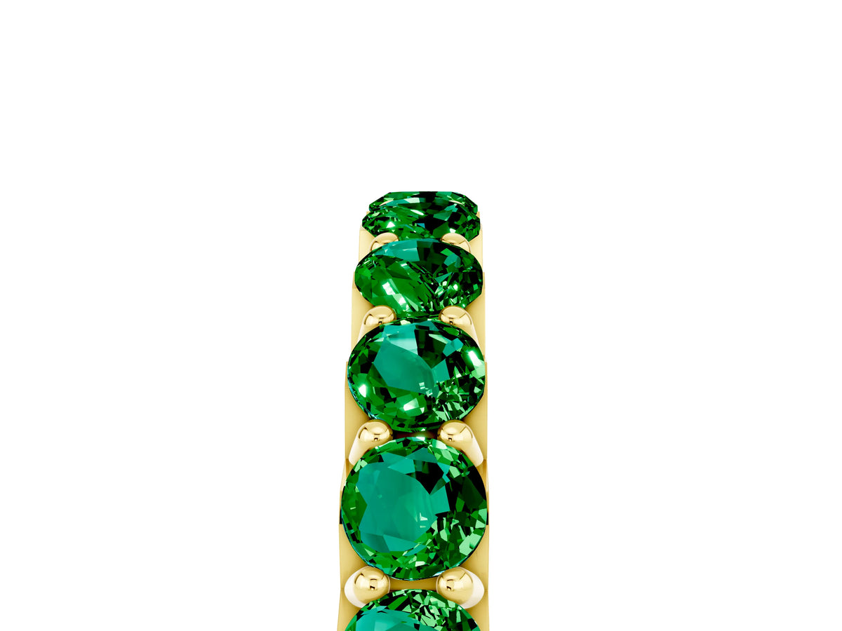 Round Emerald Polished Half Eternity Band in Yellow gold with Classic Prong Setting