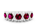 Round Garnet Channel Set Band in White gold with X-Prong Detail