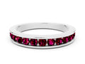 Round Garnet Eternity Band in Silver with Smooth Channel Setting 