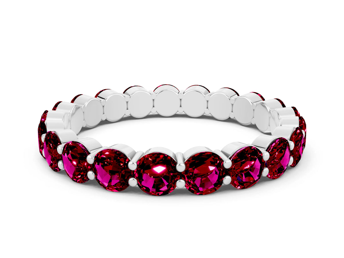 Round Garnet Eternity Band in Silver with U-Prong Setting
