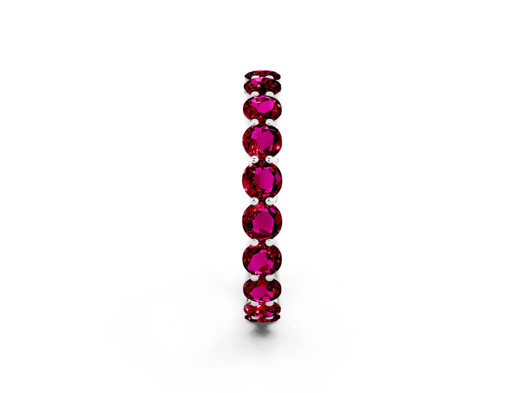 Round Garnet Eternity Band in Silver with U-Prong Setting