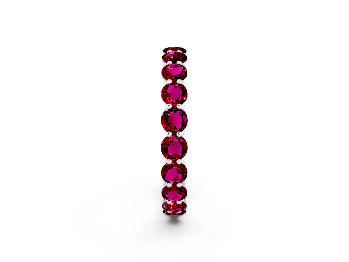Round Garnet Eternity Band in Silver with U-Prong Setting