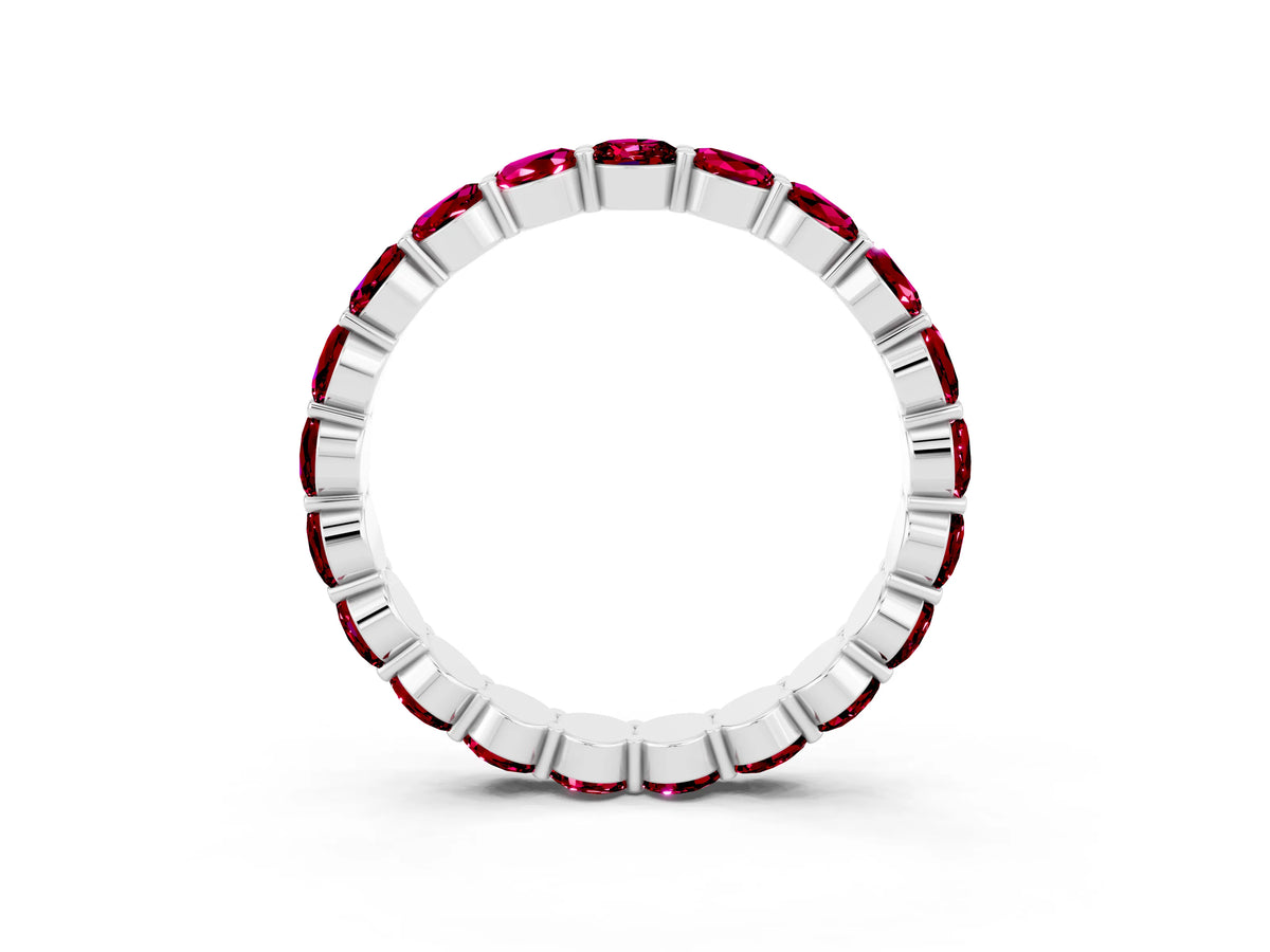 Round Garnet Eternity Band in Silver with U-Prong Setting