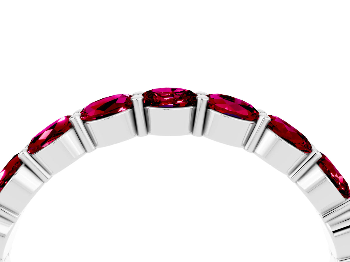 Round Garnet Eternity Band in Silver with U-Prong Setting