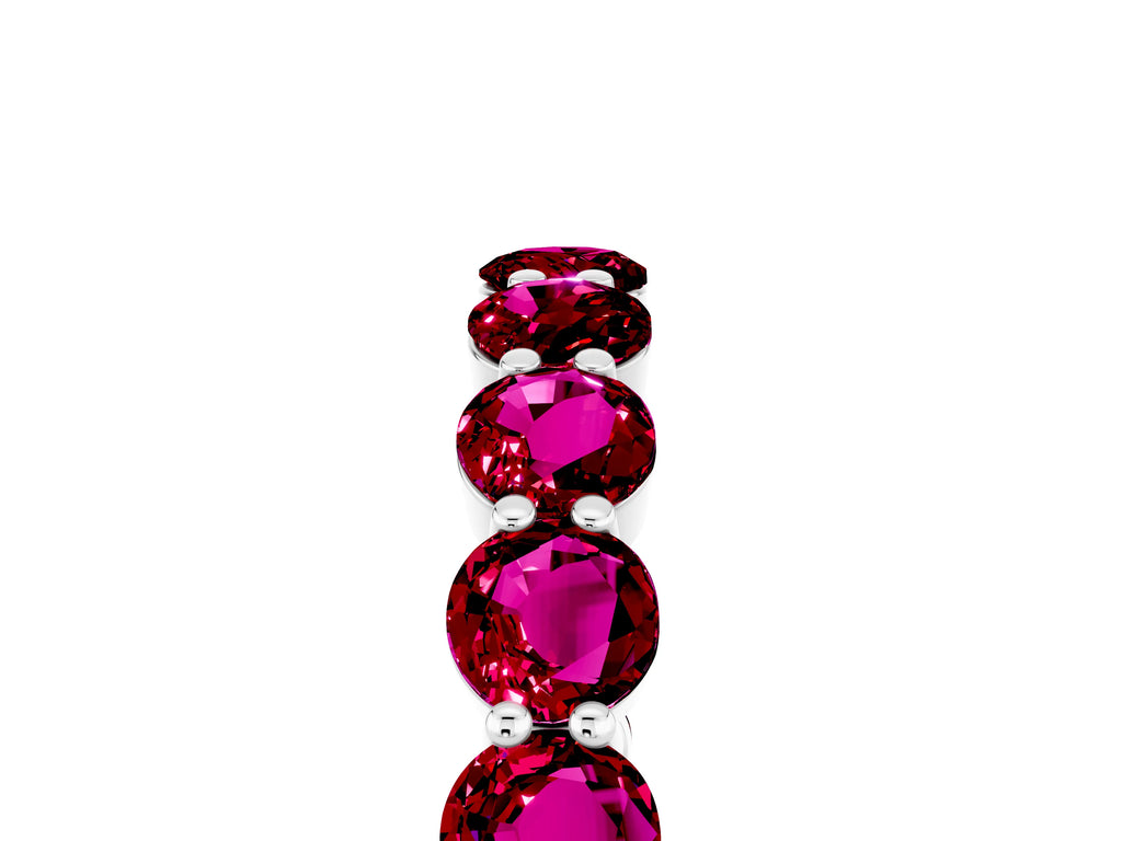 Round Garnet Eternity Band in Silver with U-Prong Setting