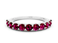 Round Garnet Half Eternity Band in White gold with Classic Prong Setting 