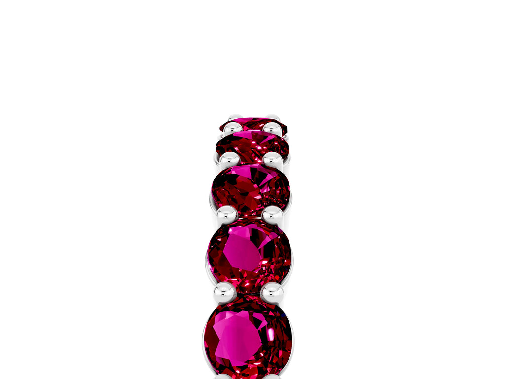 Round Garnet Half Eternity Band in White gold with Classic Prong Setting
