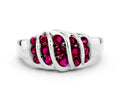Round Garnet Multi-Row Crossover Band in Platinum with Polished Curves