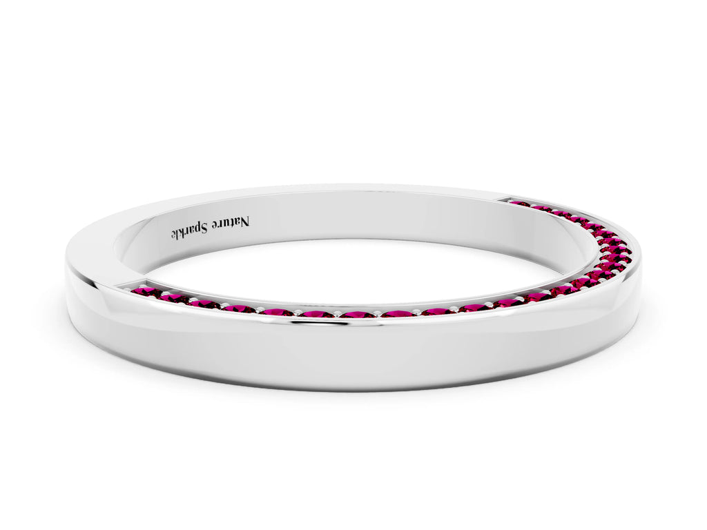 Round Garnet Pavé Band in Platinum with Channel Setting