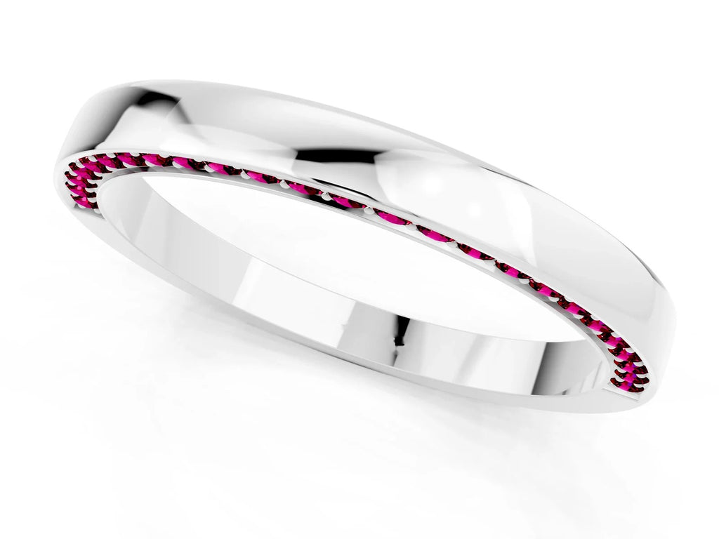 Round Garnet Pavé Band in Platinum with Channel Setting 