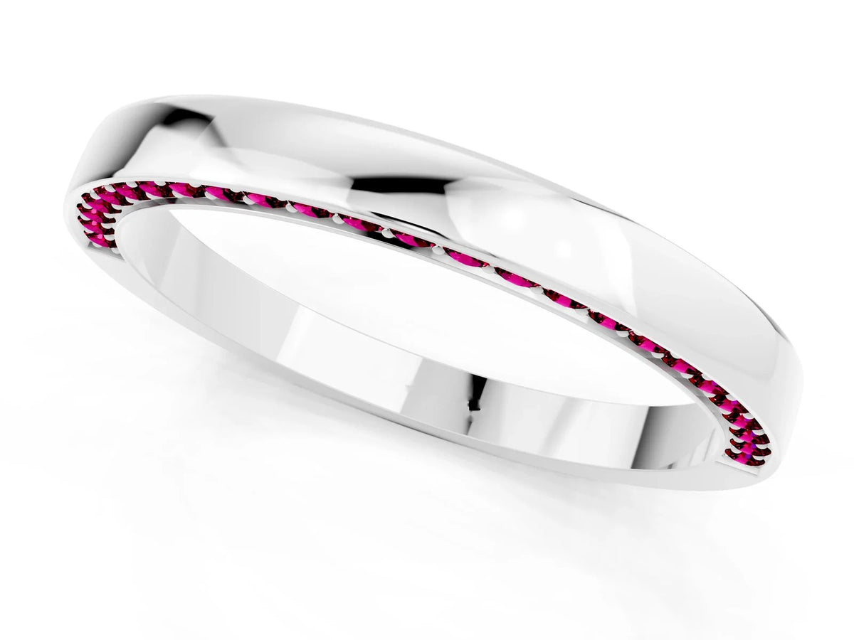 Round Garnet Pavé Band in Platinum with Channel Setting 