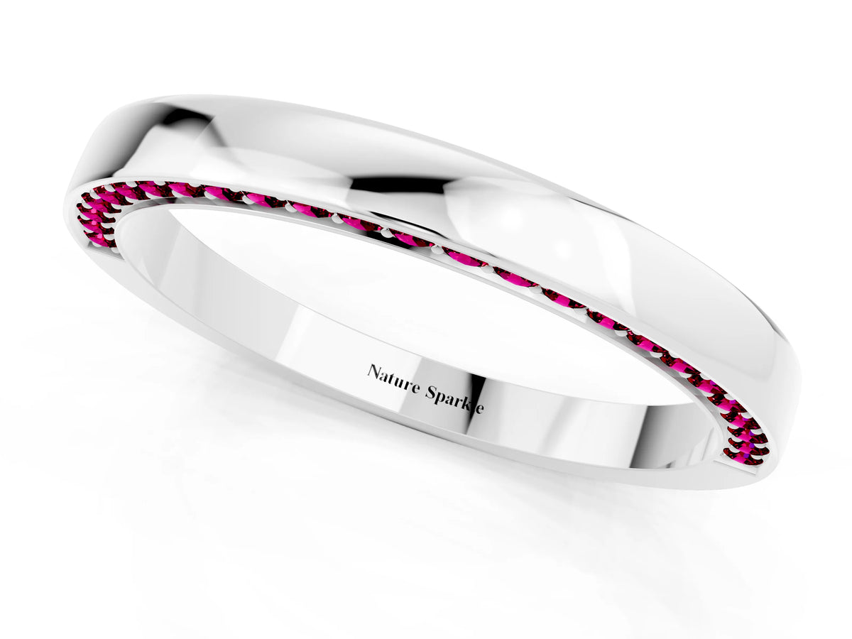 Round Garnet Pavé Band in Platinum with Channel Setting