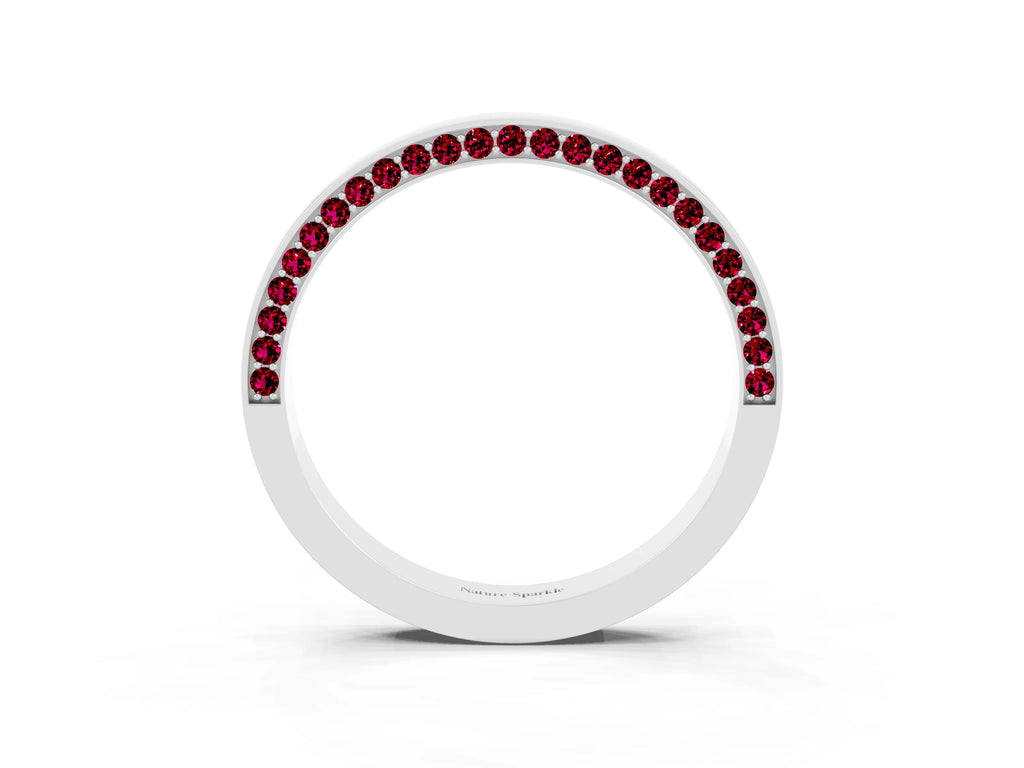 Round Garnet Pavé Band in Platinum with Channel Setting