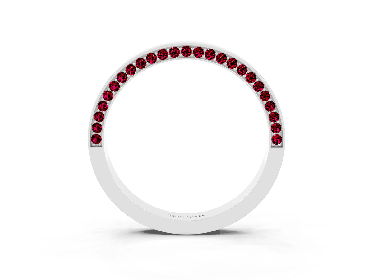 Round Garnet Pavé Band in Platinum with Channel Setting