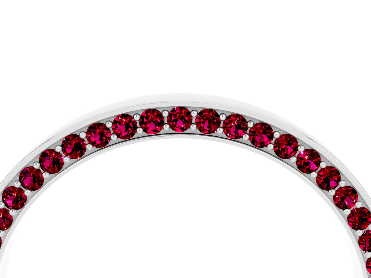 Round Garnet Pavé Band in Platinum with Channel Setting