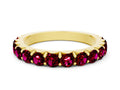 Round Garnet Polished Half Eternity Band in Yellow gold with Classic Prong Setting 