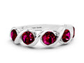 Round Garnet Wave Band in Platinum with Channel Setting and Shared Prongs
