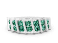 Round Green Sapphire Anniversary Band in Silver with Channel Setting and Vertical Prongs