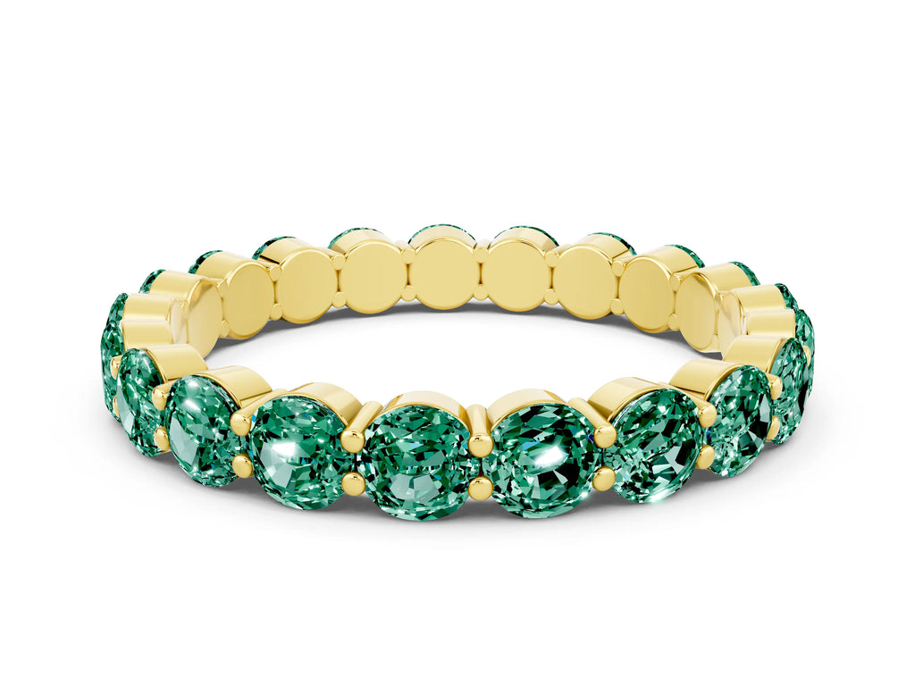 Round Green Sapphire Eternity Band in Yellow gold with U-Prong Setting