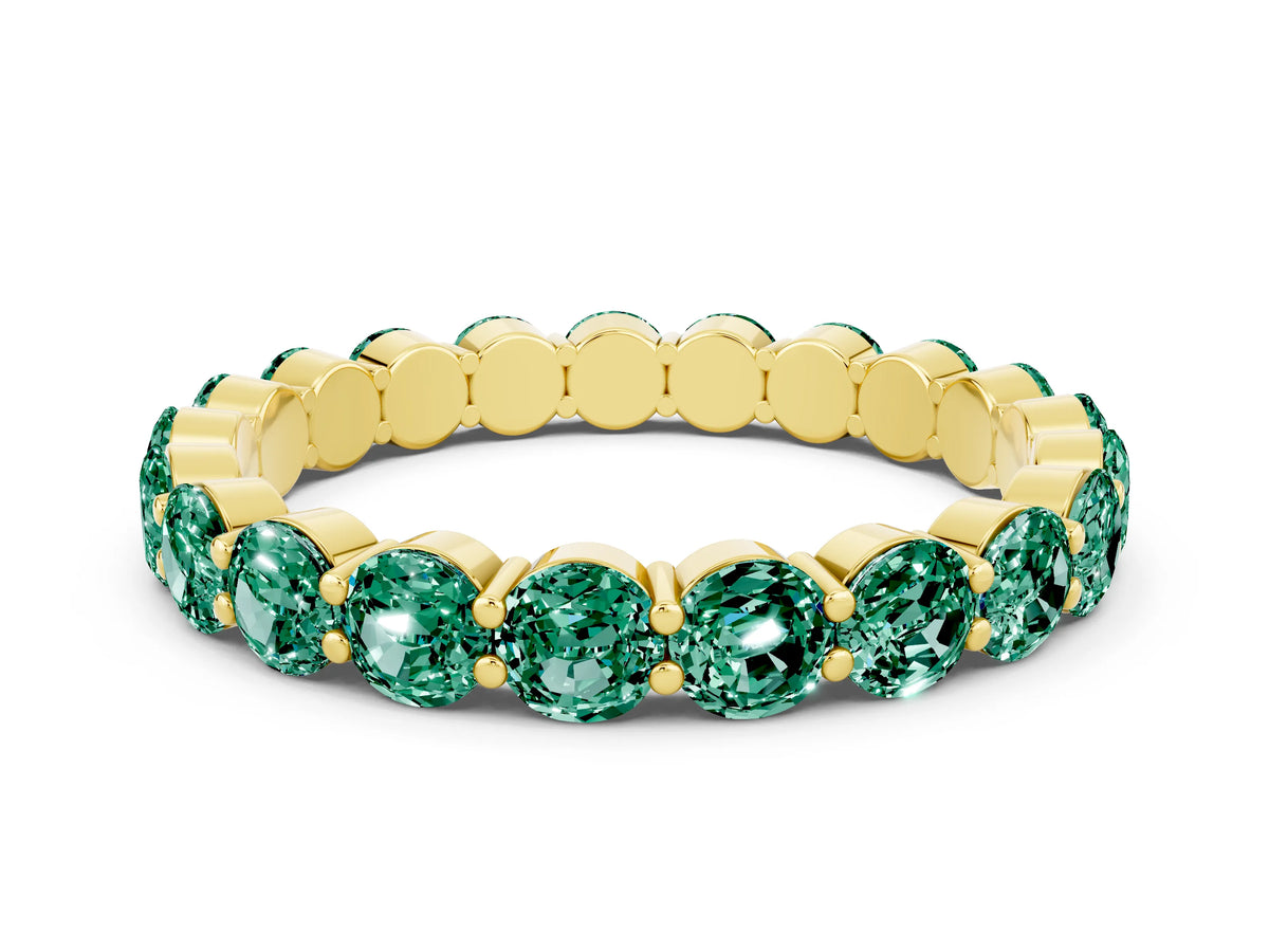 Round Green Sapphire Eternity Band in Yellow gold with U-Prong Setting