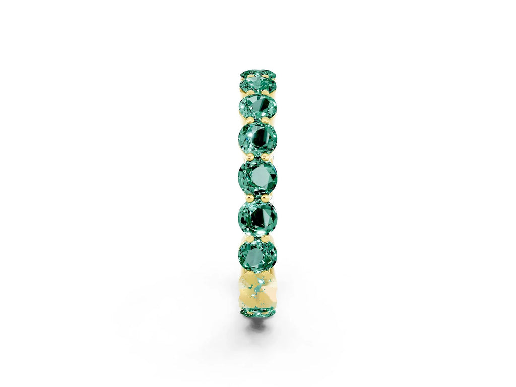 Round Green Sapphire Eternity Band in Yellow gold with U-Prong Setting 