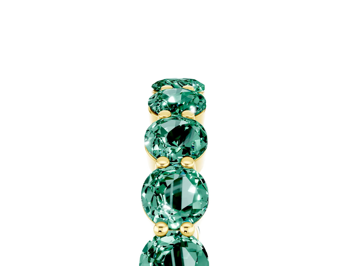 Round Green Sapphire Eternity Band in Yellow gold with U-Prong Setting