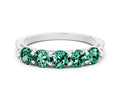 Round Green Sapphire Five-Stone Band in Silver with Prong Setting 
