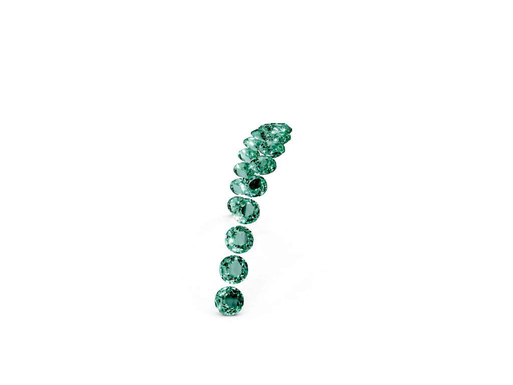 Round Green Sapphire Pavé Contoured Band in White gold with Shared Prong Setting