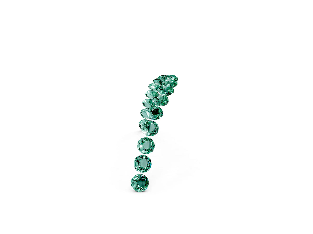 Round Green Sapphire Pavé Contoured Band in White gold with Shared Prong Setting