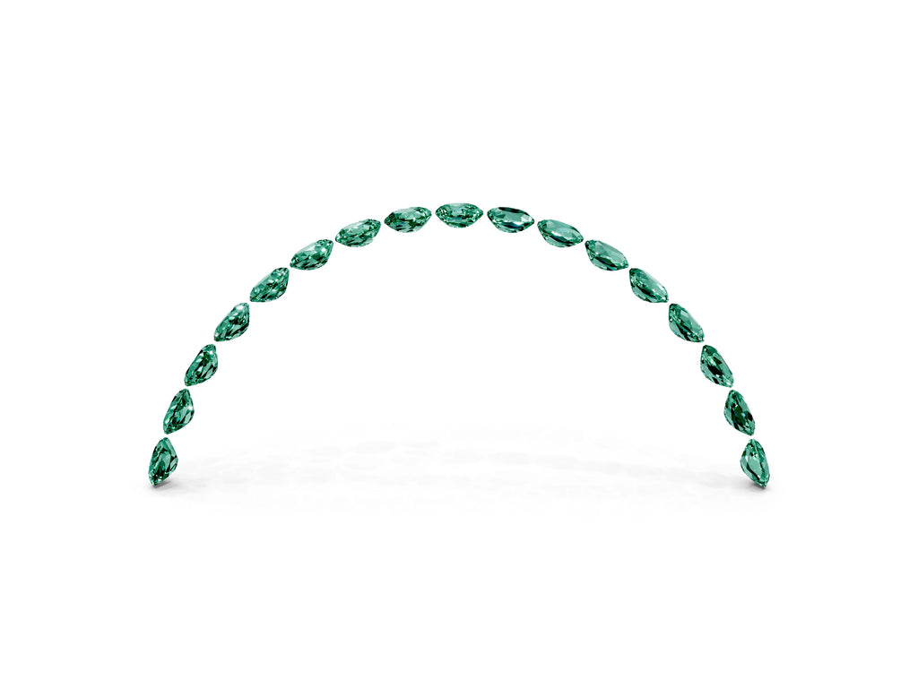 Round Green Sapphire Pavé Contoured Band in White gold with Shared Prong Setting
