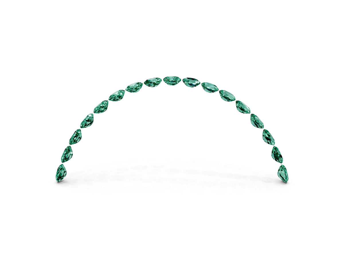 Round Green Sapphire Pavé Contoured Band in White gold with Shared Prong Setting