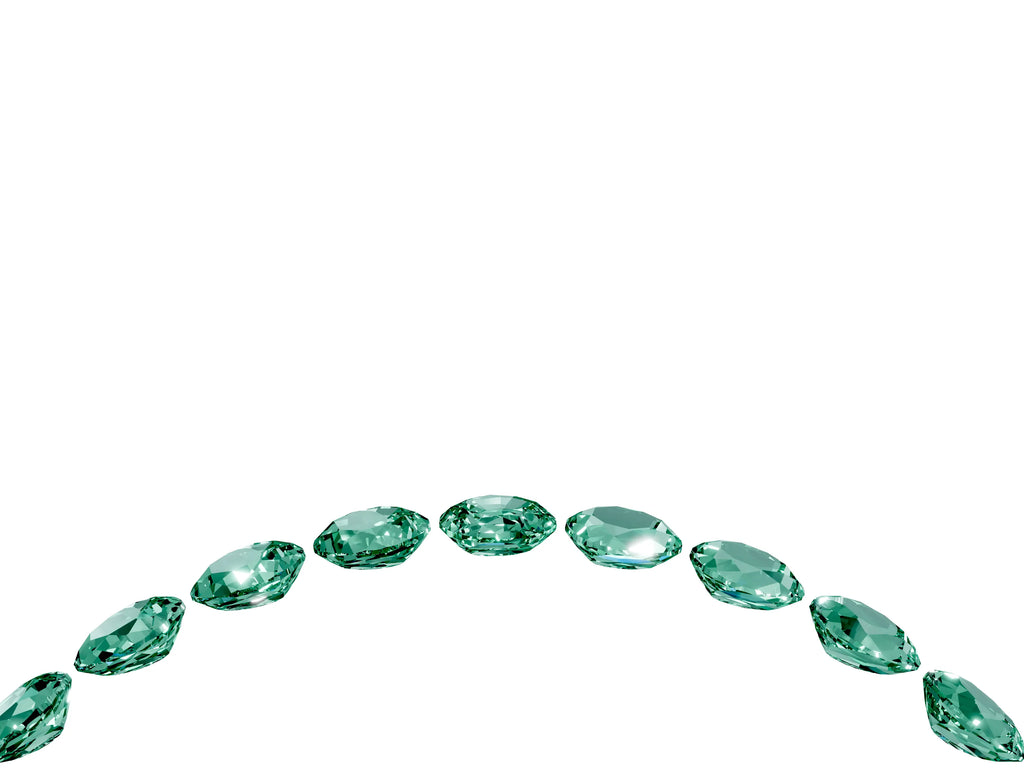 Round Green Sapphire Pavé Contoured Band in White gold with Shared Prong Setting
