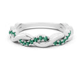 Round Green Sapphire Twist Eternity Band in White gold with Pavé Setting
