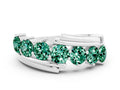 Round Green Sapphire Wave Band in Silver with Channel and Shared Prong Setting