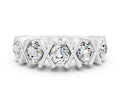 Round Moissanite Channel Set Band in Platinum with X-Prong Detail