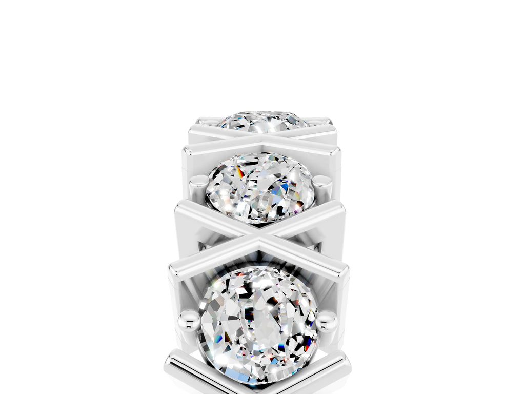 Round Moissanite Channel Set Band in Platinum with X-Prong Detail