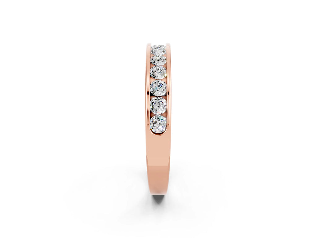Round Moissanite Eternity Band in Rose gold with Smooth Channel Setting