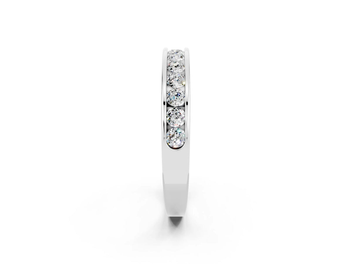 Round Moissanite Eternity Band in Silver with Smooth Channel Setting