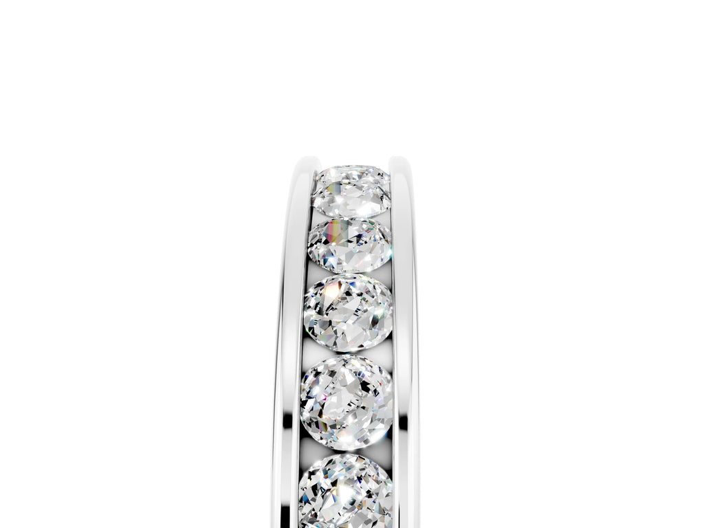Round Moissanite Eternity Band in Silver with Smooth Channel Setting
