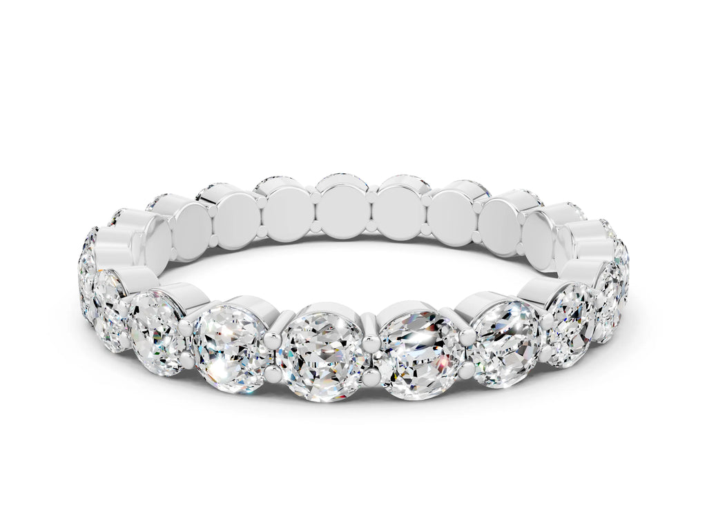 Round Moissanite Eternity Band in Silver with U-Prong Setting