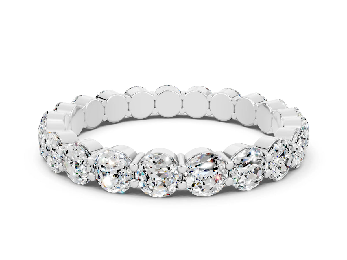 Round Moissanite Eternity Band in Silver with U-Prong Setting