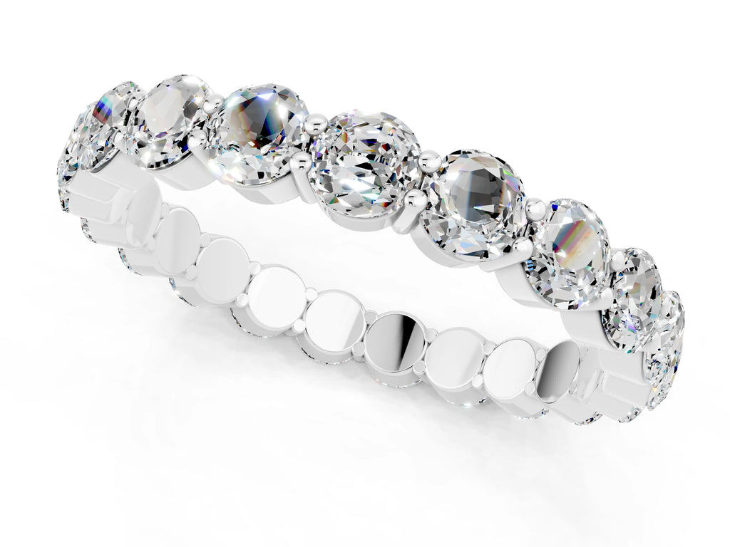 Round Moissanite Eternity Band in Silver with U-Prong Setting