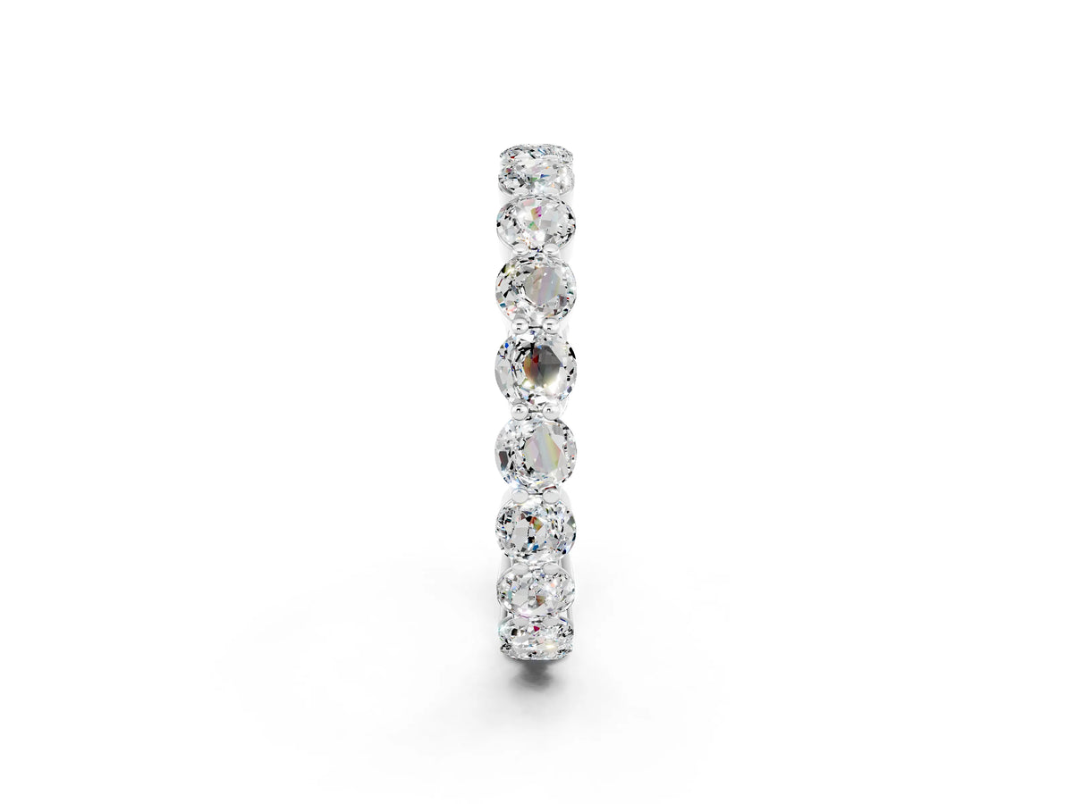 Round Moissanite Eternity Band in Silver with U-Prong Setting