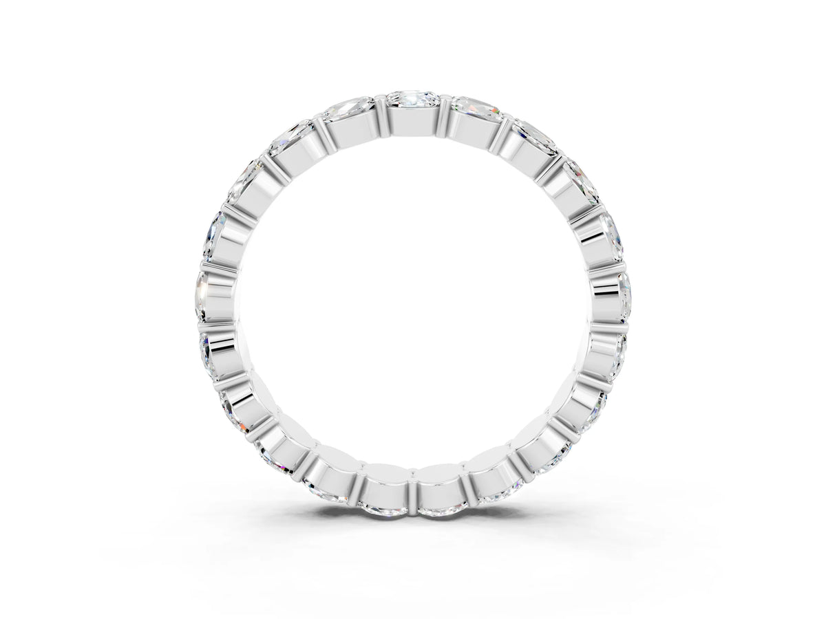 Round Moissanite Eternity Band in Silver with U-Prong Setting