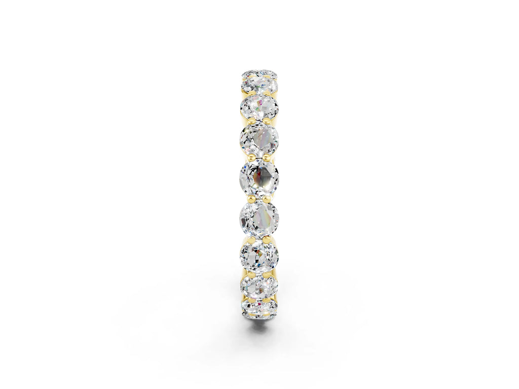 Round Moissanite Eternity Band in Yellow gold with U-Prong Setting