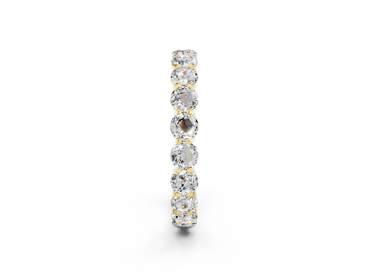 Round Moissanite Eternity Band in Yellow gold with U-Prong Setting