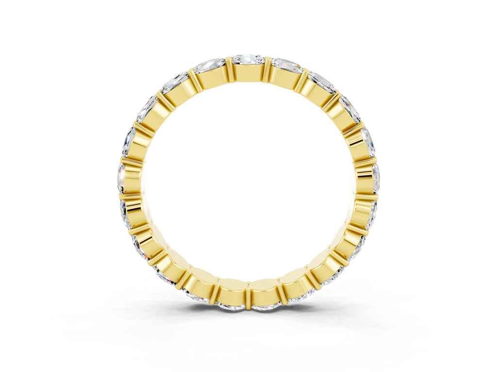 Round Moissanite Eternity Band in Yellow gold with U-Prong Setting