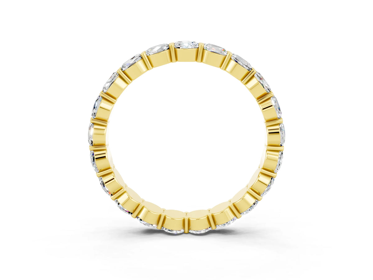 Round Moissanite Eternity Band in Yellow gold with U-Prong Setting