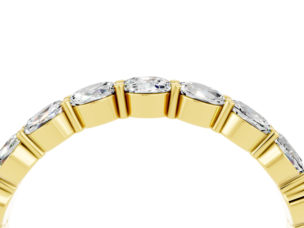 Round Moissanite Eternity Band in Yellow gold with U-Prong Setting