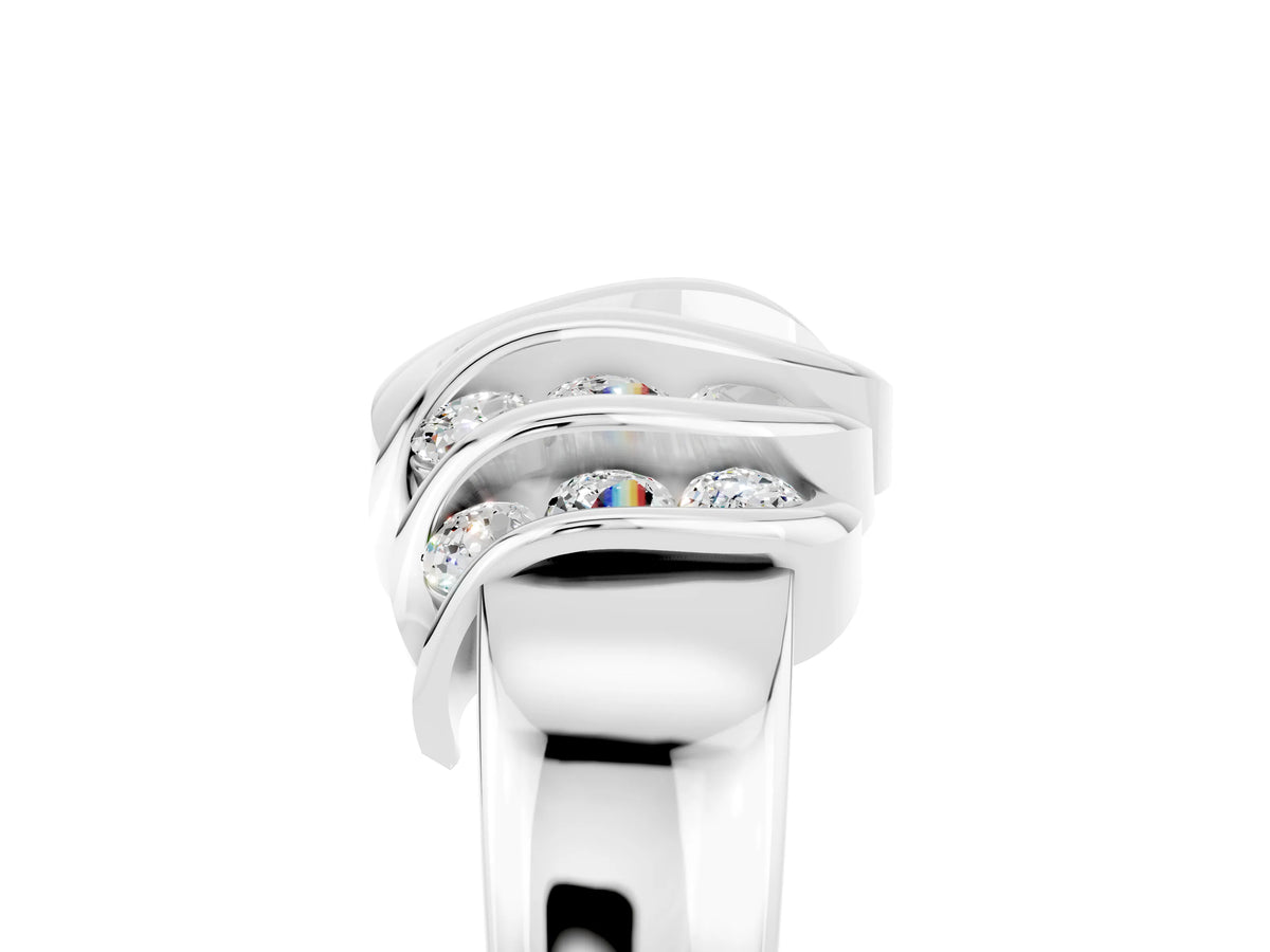 Round Moissanite Multi-Row Crossover Band in Platinum with Polished Curves